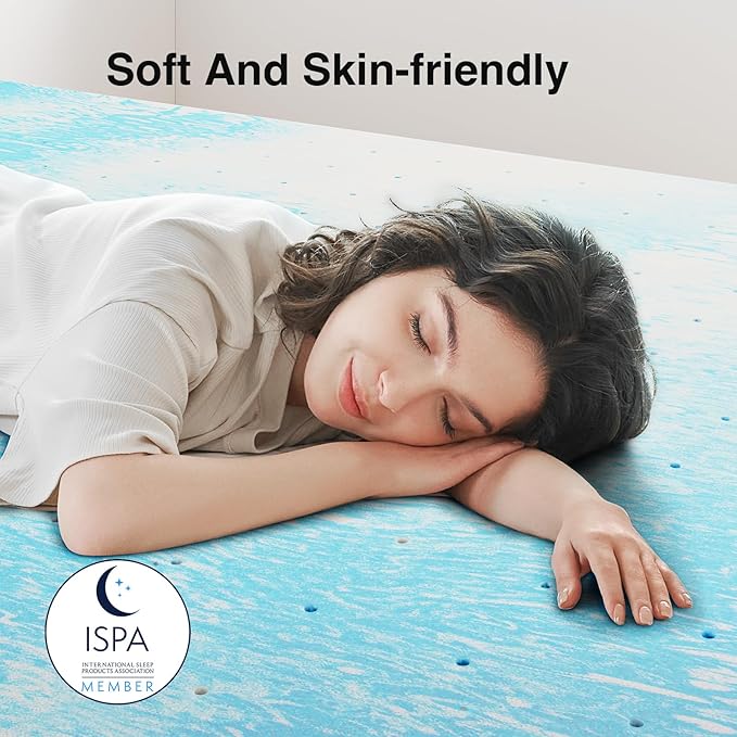 Novilla Full Memory Foam Mattress Topper 2 Inch, Cooling Gel Infused, Ventilated Pressure Relief Pad, Soft Comfort for Sofa, RV, Camper, Dorm Room
