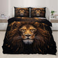 Lion Duvet Cover Oversized King Trippy Golden Lion Bedding Set 3 Piece Bedroom Decor Modern Wild Animal Patterned Comforter Cover with Zipper Ties & 2 Pillowcases