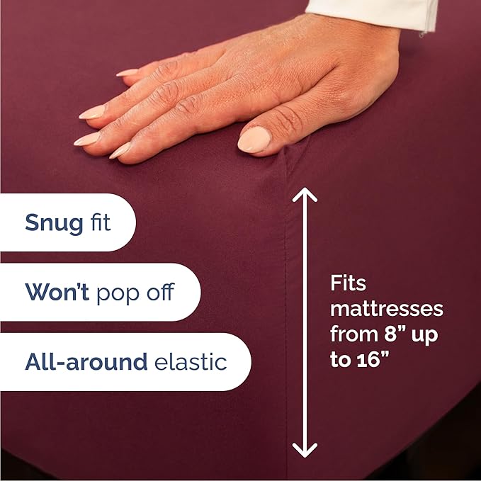 Queen 6 Piece Sheet Set - Comfy Breathable & Cooling - Ultra-Soft Hotel Luxury Bedding Set with 8-16 Inch Deep Pockets - 1 Flat & 1 Fitted Sheet & 4 Pillowcases - Wrinkle Free & Easy Care - Burgundy