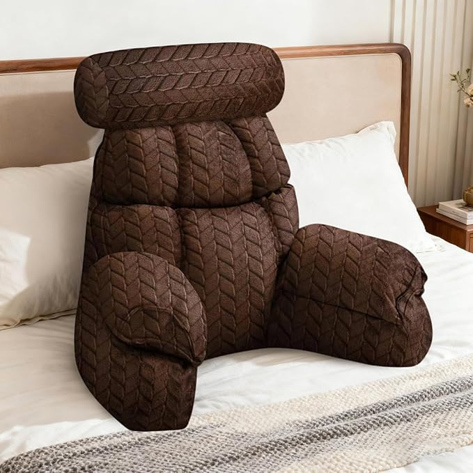 FXXUDVNIIN Back Pillow for Bed Sitting Up: Reading Pillow with 9.4" Height Armrest-Bed Pillow for Sitting up & TV Pillows for, Play Games, Working & Relaxing, Comfort Support for TV/Reading
