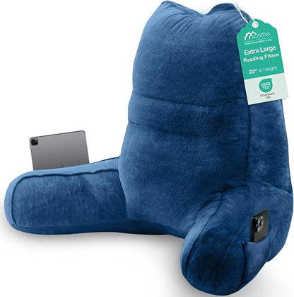 Sasttie Reading Pillow, Pillows for Reading or Relaxing – Ergonomic Support for Head, Neck, Back, and Lumbar, 23-Inch, Navy Blue