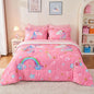 Wajade Pink Unicorn Comforter Set for Girls 7 Piece Cute Cartoon Bedding Set for Kids Twin Size as Birthday Gift with Comforter, Sheet Set, Pillowcase and Sham