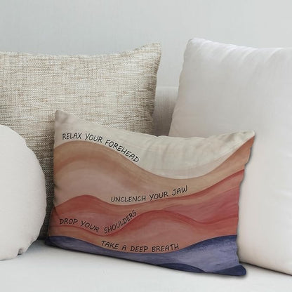 Abstract Boho Mental Health Anxiety Grounding Pillow Covers 12x20, Stress Relief Gifts, Anti Anxiety Gifts, Relaxation Gifts Decorative Lumbar Pillow Covers for Therapy Office Calming Corner