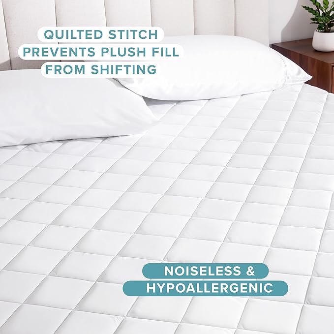 Bare Home Quilted Fitted Mattress Pad (Cal King) - Cooling Mattress Cover - Easily Washable - Elastic Fitted Cover for Mattress - Stretch-to-Fit up to 15 Inches Deep (California, King)