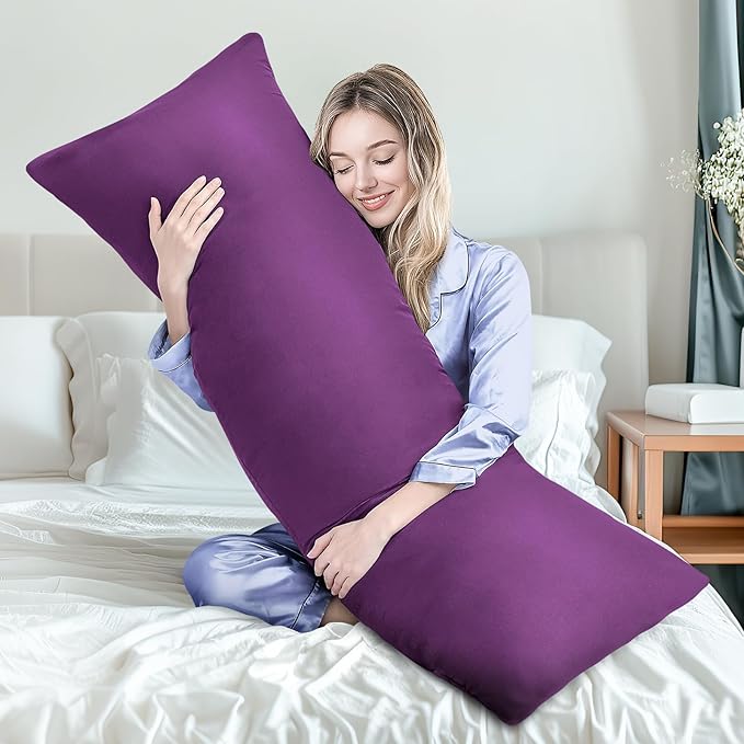 MAGIC ELEPHANT Body Pillow, Memory Foam Body Pillow for Adults, Long Pillow for Bed and Sleeping, Full Long Bed Pillow Insert with Cover (Purple, 20x54 Inch)