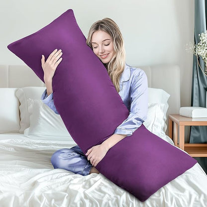 MAGIC ELEPHANT Body Pillow, Memory Foam Body Pillow for Adults, Long Pillow for Bed and Sleeping, Full Long Bed Pillow Insert with Cover (Purple, 20x54 Inch)