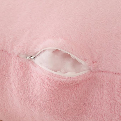 Reading Pillow for Sitting in Bed, Large Backrest Reading Pillow with Arm Rest,Back-Rest Support Cushion for Sit Up on Couch, Sofa, and Floor, Dorm Essentials (Pink Faux Fur, Standard(17"))