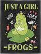 Frog Lover Blanket, Just A Girl Who Loves Frogs Blanket, Soft Warm Cozy Fleece Throw, Gifts for Girls Women Kids, 40"x50", Black