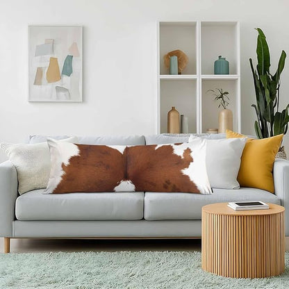 Cowhide Body Pillow Pillowcase, Cow Print Cowhide Brown Farmhouse Body Pillow Cushion Covers, 20x54 Bedding Pillows Protector Large Body Pillowcases for Home Couch Sofa