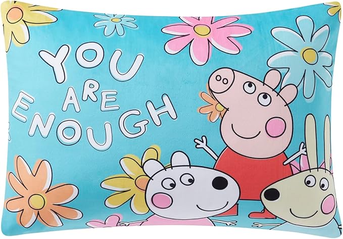 Northwest Peppa Pig Bed Pillow - Cloud-Like Filled Bed Pillow for Sleeping with Removable Cover - 20" x 30" Full Size Pillow for Kids with Popular Characters