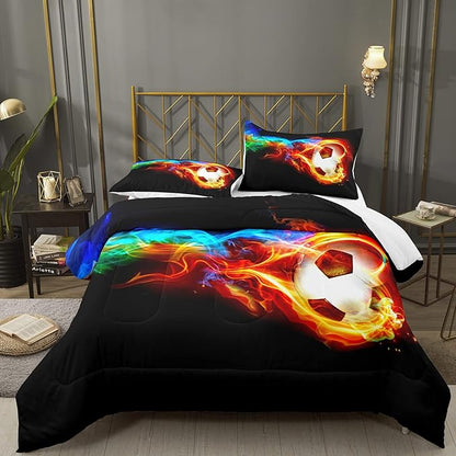 Bodhi Teen Bedding Set Twin,Soccer Comforter Set for Boys,Twin Size Football Comforter Set with Matching Pillowcases,Boys Bedding Set Twin