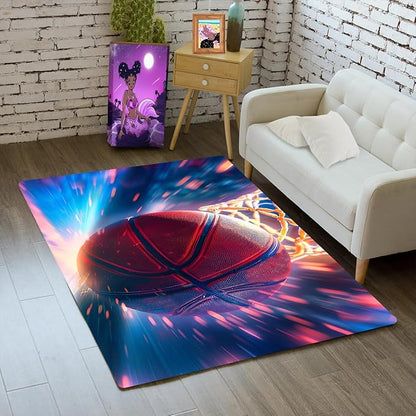 Basketball Rug for Boys Bedroom - Sports Rugs for Boys Bedroom, Sports Themed Carpet for Teens Kids Basketball Carpet for Living Room Floor Mat, Blue, 2x3 Feet