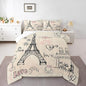 Feelyou Eiffel Tower Comforter Set King Paris Tower Comforter for Girls Romantic Rose Chic Paris Theme Bedding Set Paris Cityscape Printed Heart Love Duvet Set Room Decor Twin with 1 Pillow Case