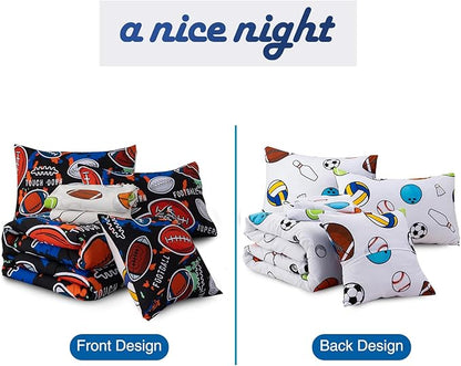 A Nice Night 6Pcs Bed in A Bag Twin Sports Comforter Set, Camouflage Patterns of Rugby Bedding Collections,for Boys Kids Teen,Red Black