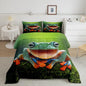 Feelyou Frog Bedding Set Tropical Amphibian Comforter Set for Kids Boys Girls 3D Animal Theme Comforter Tropical Nature Theme Decor Quilt Set Bedroom Collection 2Pcs Twin Size