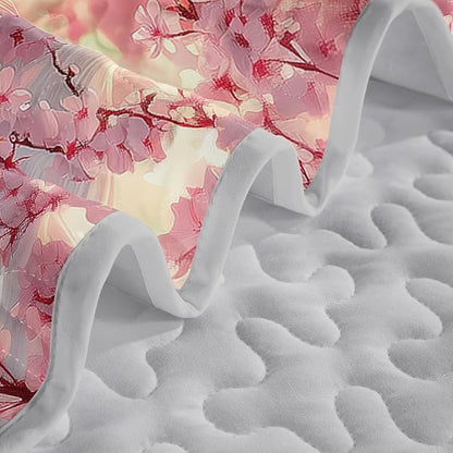 White Horse Quilts Bedding Full 3Pcs Pink Chic Cherry Blossoms Bed Set Wild Animal Rustic Farmhouse Horse Pattern Bedspread Coverlet with 2 Pillowcases for Kid Boy Girl Teen Adult Room Decor