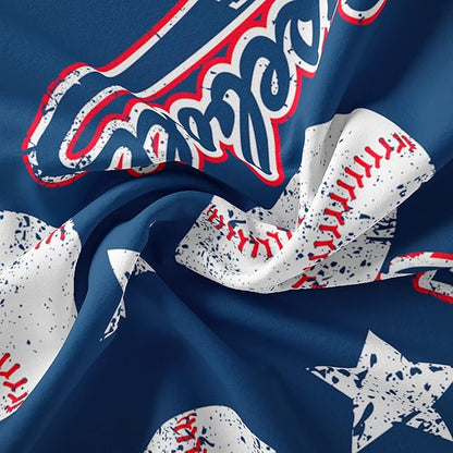 QOOMO 3D Baseballs Comforter Twin Size,Blue Baseball Kids Bedding Set,3Pcs Bedding Set Printed Comforter with 2 Pillowcases,Down Alternative,Soft and Lightweight,for All Seasons