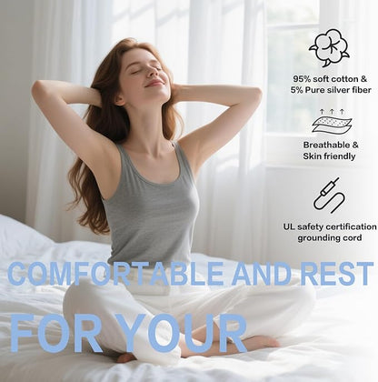Ali King Grounding Sheets - Twin XL Size, Soft Cotton with Silver Fiber, 15'' Deep Pocket Earth Grounding Fitted Bed Sheets for Improved Sleep (Beige, Twin XL 39''*80''*15'')