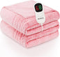 Heated Electric Blanket Full Size - 72"x84" Flannel Heating Blanket with 10 Heating Levels & 5 Time Settings Over-Heat Protection, Winter Warmer for Adults with ETL Certification（Pink）