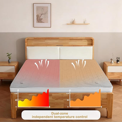 Electric Mattress Pad Queen Size 60"x80" with 10 Hours Auto Off 4 Heat Setting Dual Controller Fit Up to 15 Inch Deep Pocket, Machine Washable - Light Gray