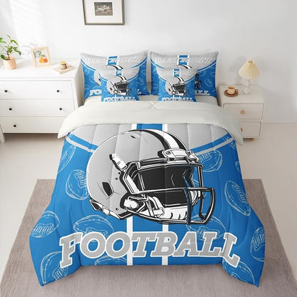 Feelyou Football Comforter Set King Size 7 Pieces Ball Games Bedding Set for Kids Boys Girls Rugby Bed in a BagFootball Bedroom Decor Rugby Sports
