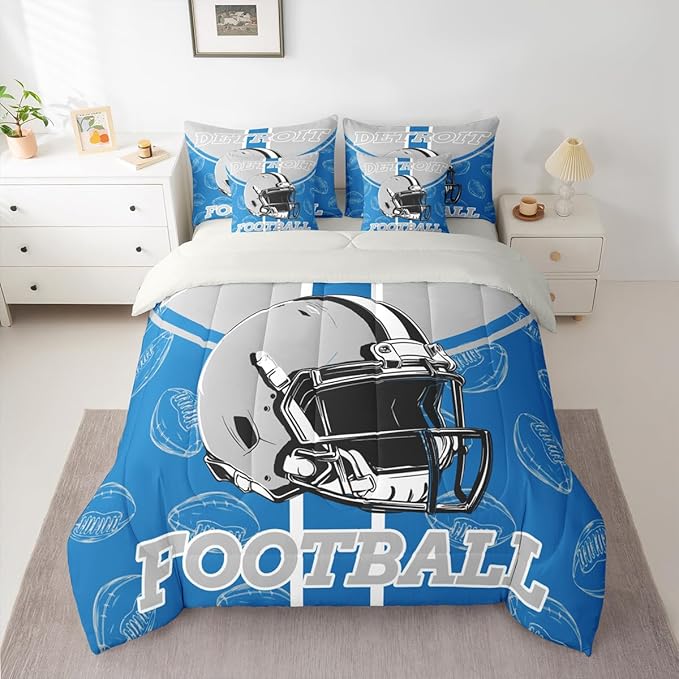 Feelyou Football Comforter Set Queen Size 7 Pieces Ball Games Bedding Set for Kids Boys Girls Rugby Bed in a BagFootball Bedroom Decor Rugby Sports