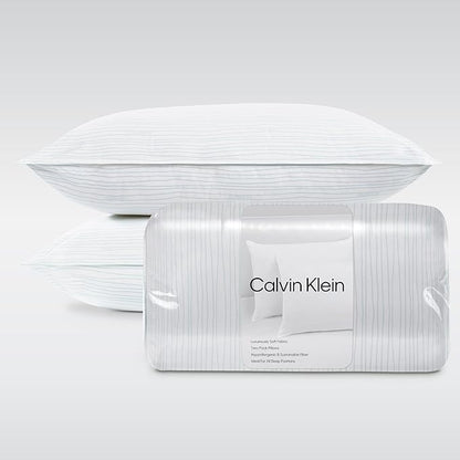 Calvin Klein Wave Print 20" x 36" King Size Set of 2 Bed Pillows for Sleeping, White