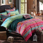 Boho Queen Duvet Cover Soft Cotton 3 Pieces Bedding Sets Queen Boho Exotic Colorful Chic Style Teal Orange Bohemian Retro Print Duvet Cover Queen, with Zipper Closure (NO Comforter)