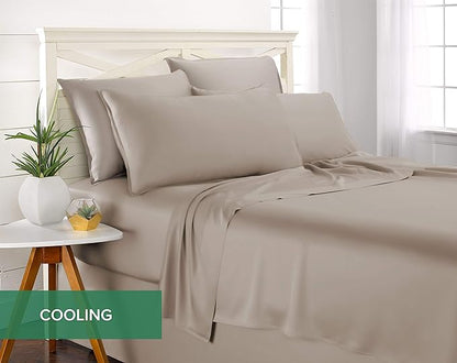 Pure Bamboo Twin XL Sheets, Genuine 100% Organic Viscose Derived from Bamboo Bed Sheet Set, Luxuriously Soft & Cooling, Double Stitching, 2 Year Quality Promise (Twin XL, Sand)