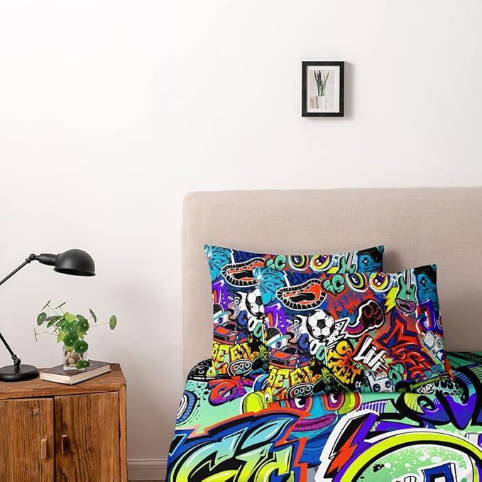 3D Print Gamepad Duvet Cover Set Gaming Comforter Covers and Pillowcases King Size Black Color Bed Set Gamer Beddings Boy Kid Bedroom Decorations