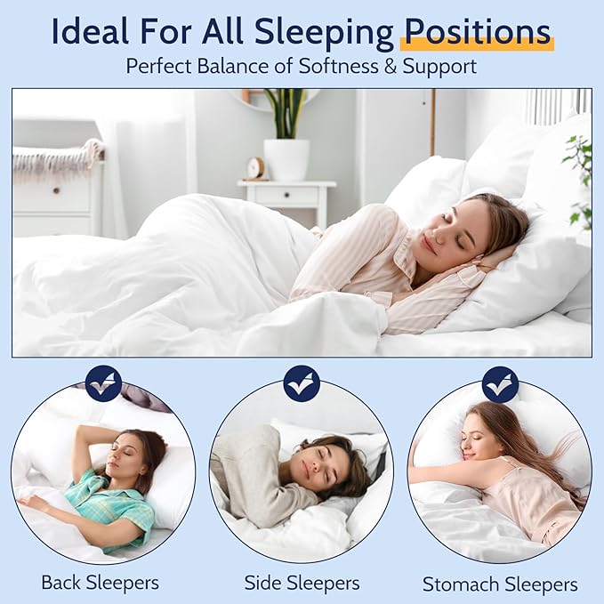 Pillows King Size Set of 2, Bed Pillows for Sleeping 2 Pack, Luxury Hotel Quality, Supportive King Pillows with Soft Down Alternative for Back Stomach Side Sleepers,Machine Washable
