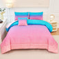 URBONUR Full Size Comforter Set Pink and Blue Colorful Girls Rainbow Tie Dye Bedding Set with Sheets - Soft Fluffy Bedding for Full Bed