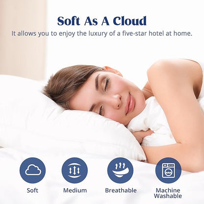 puredown® Goose Feather Down Pillows King Size Set of 2, Soft Fluffy Luxury Hotel Collection Bed Pillow for Back, Stomach or Side Sleeper.
