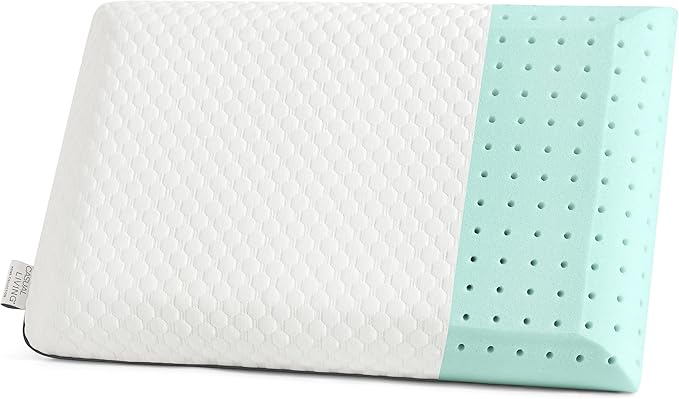 Casual Living Memory Foam Pillow Standard Size Bed 1-Pack with Hypoallergenic Removable Washable Cover for Back Stomach and Side Sleepers for Dorm Essentials, 16-inch x 29-inch, White