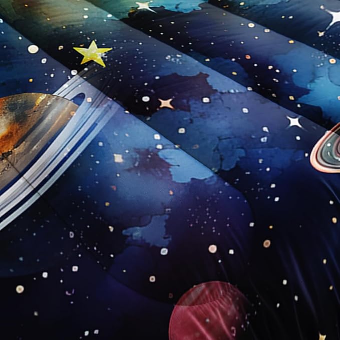Solar System Bedding Queen Comforter Set for Boys,Starry Sky Planets Series Bedding Set Comforter for Kids Boys Girls Bedroom Decor,Space Themed Bedding Set with 2 Pillowcases.