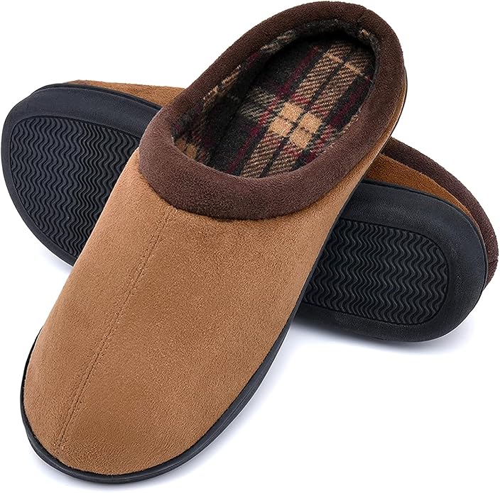 Memory Foam Mens Slippers Slip-On Comfy House Slippers for Men Indoor Outdoor Non-Slip Warm Winter Men’s Bedroom Slippers Size