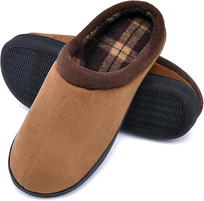 Memory Foam Mens Slippers Slip-On Comfy House Slippers for Men Indoor Outdoor Non-Slip Warm Winter Men’s Bedroom Slippers Size