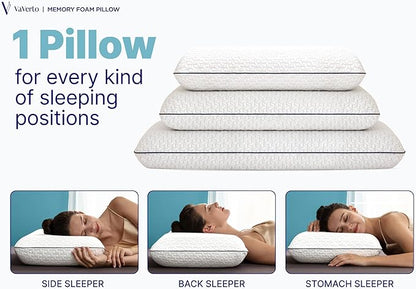 Cooling Gel Memory Foam Pillow - 2-Pack - King Size Bed Pillows For Sleeping - Medium-Firm - Back, Stomach and Side Sleeper Pillow - Shoulder & Back Pain Relief - Washable , Bamboo Viscose Cover