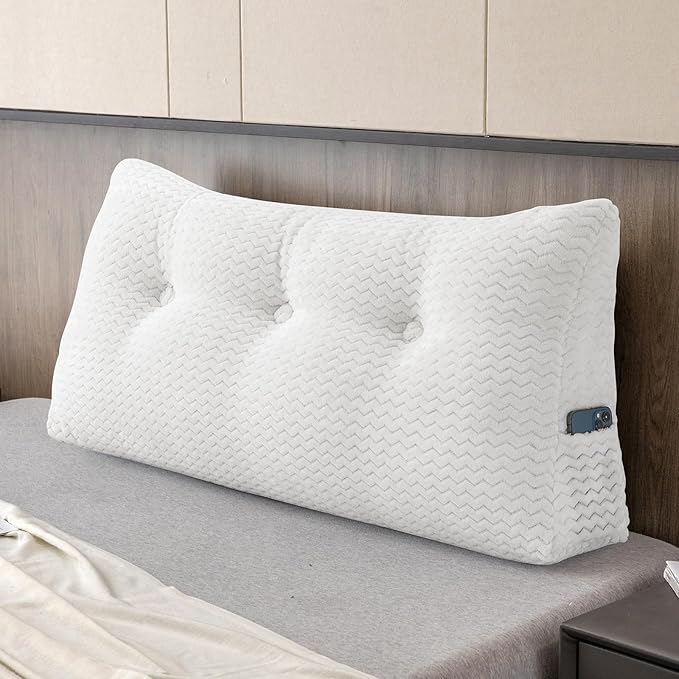 Large Bolster Triangular Headboard Wedge Backrest Positioning Support Bed Rest Reading Pillows Headboard Wedge Pillows for Day Bed with Removable Cover