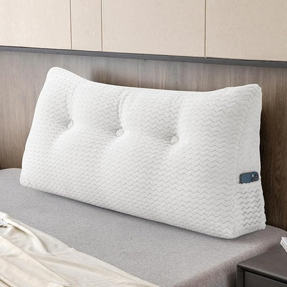 Large Bolster Triangular Headboard Wedge Backrest Positioning Support Bed Rest Reading Pillows Headboard Wedge Pillows for Day Bed with Removable Cover
