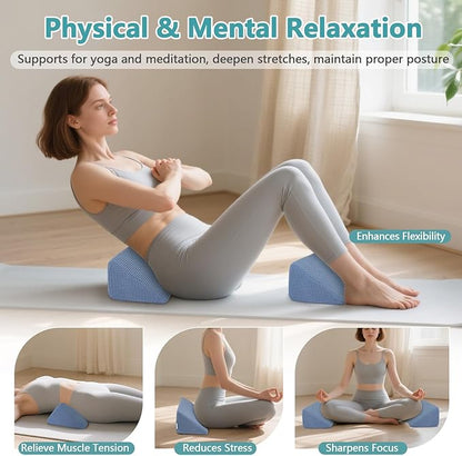 2Pcs Small Wedge Pillows for Side Sleeping Positioning Wedges, Foam Small Bed Wedge, Triangle Chair Wedge Pillow with Strap, Sleep Yoga Mini Pillows for Laptop, Leg Elevation, Knee Support, Bed Sores