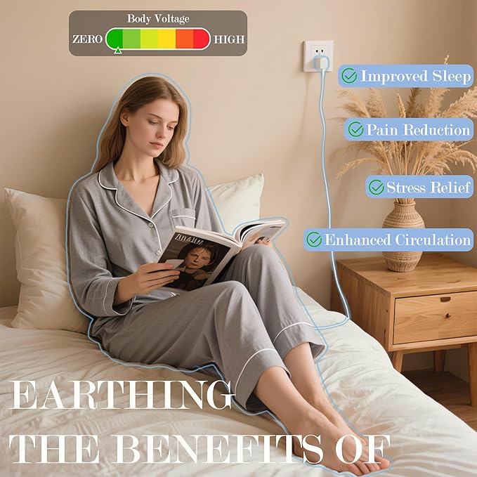 Ali King Grounding Sheets - King Size, Soft Cotton with Silver Fiber, 15'' Deep Pocket Earth Grounding Fitted Bed Sheets for Improved Sleep (Beige, King 76 * 80 * 15)
