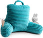 Clara Clark Reading Pillow for Kids – Back Pillow for Sitting in Bed, Plush Bed Pillows for Sitting Up in Bed, Teal Kids Reading Pillow, Shredded Foam Bed Chair Pillow with Arms and Pockets