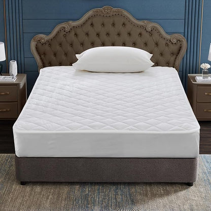 EIUE Quilted Mattress Pad - Lightweight Yet Substantial, Elastic Fitted Mattress Topper Protector, Breathable Mattress Protector with Secure Fit,Machine Washable,Queen(60x80inches),White