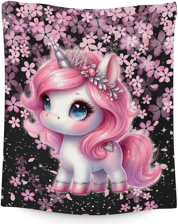 Girls Blankets Gifts Unicorn Blanket for Kids 4-6 - 40" x 50" Inches Toddler Fluffy & Furry Throws for Sofa, Office