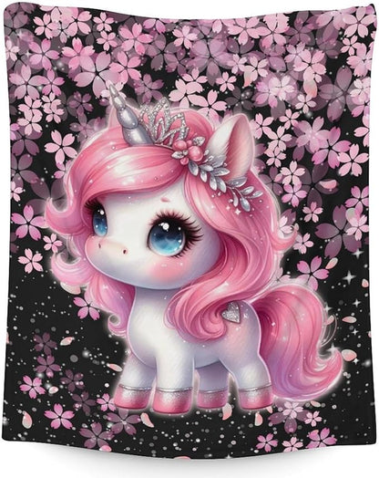 Girls Blankets Gifts Unicorn Blanket for Kids 4-6 - 40" x 50" Inches Toddler Fluffy & Furry Throws for Sofa, Office