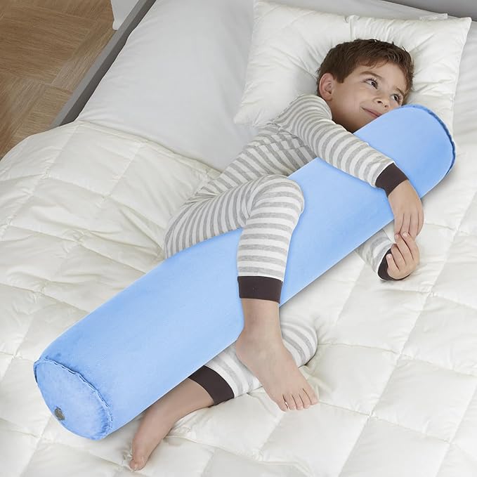 Inflatable Body Pillow for Adults Kids, 35 Inch Body Pillows for Side Sleeper, Travel Body Pillow for Bed, Bolster Pillow, Round Cervical Cylinder Pillow for Sleeping