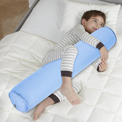 Inflatable Body Pillow for Adults Kids, 35 Inch Body Pillows for Side Sleeper, Travel Body Pillow for Bed, Bolster Pillow, Round Cervical Cylinder Pillow for Sleeping