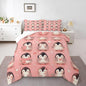Castle Fairy Lovely Penguin Bedding Set Full Size Cute Antarctic Animal Comforter Set for Girls Boys Room Decor Watercolor Snowflake Down Comforter Geometric Heart Print Quilt Set with 2 Pillowcases