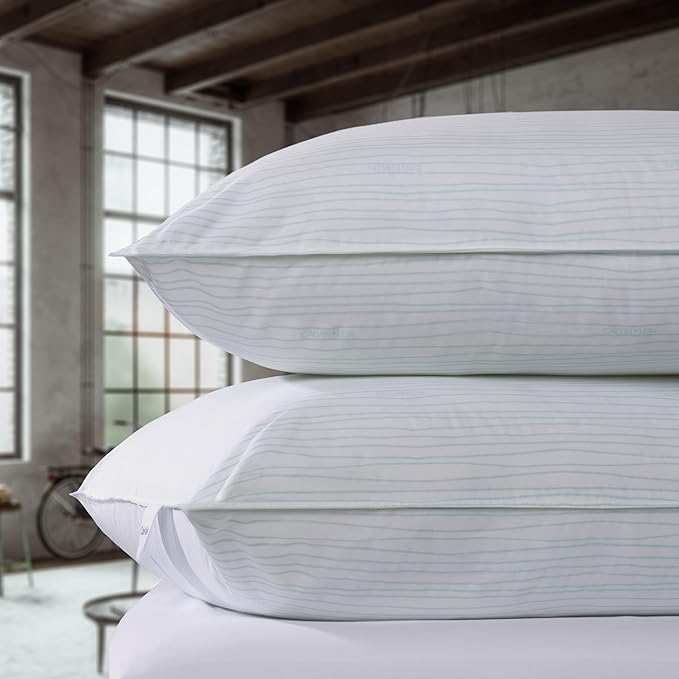 Calvin Klein Wave Print 20" x 36" King Size Set of 2 Bed Pillows for Sleeping, White